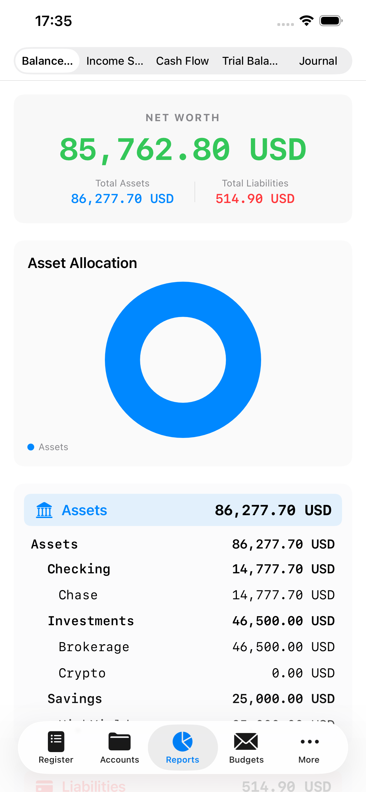 Financial reports on iPhone