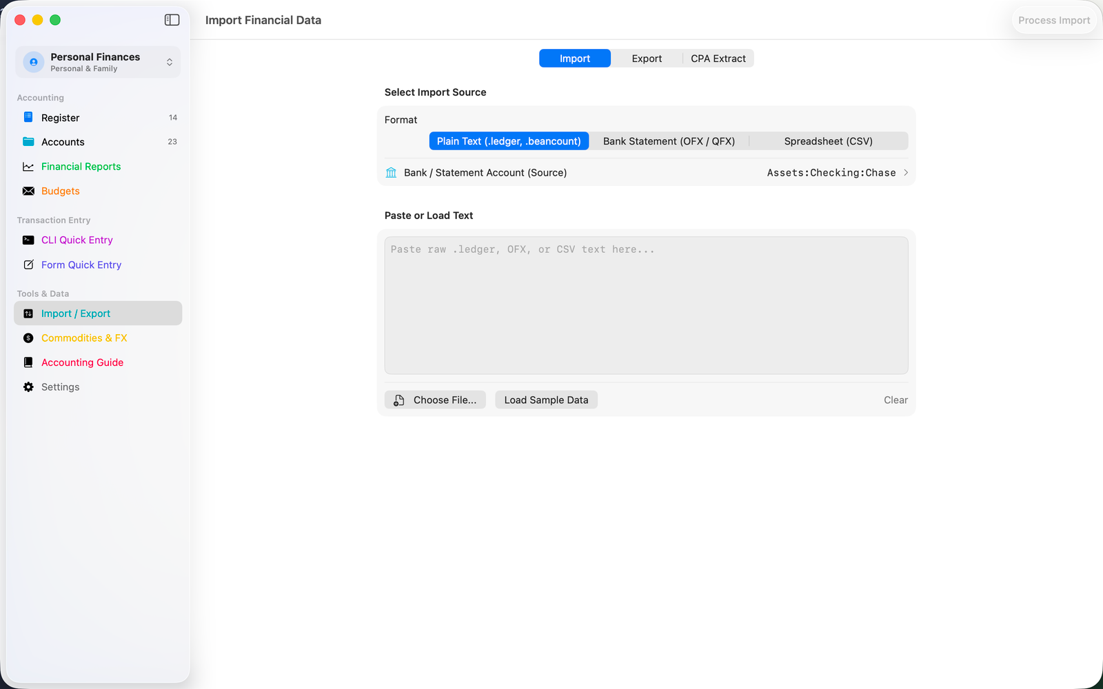 Import and export center on macOS