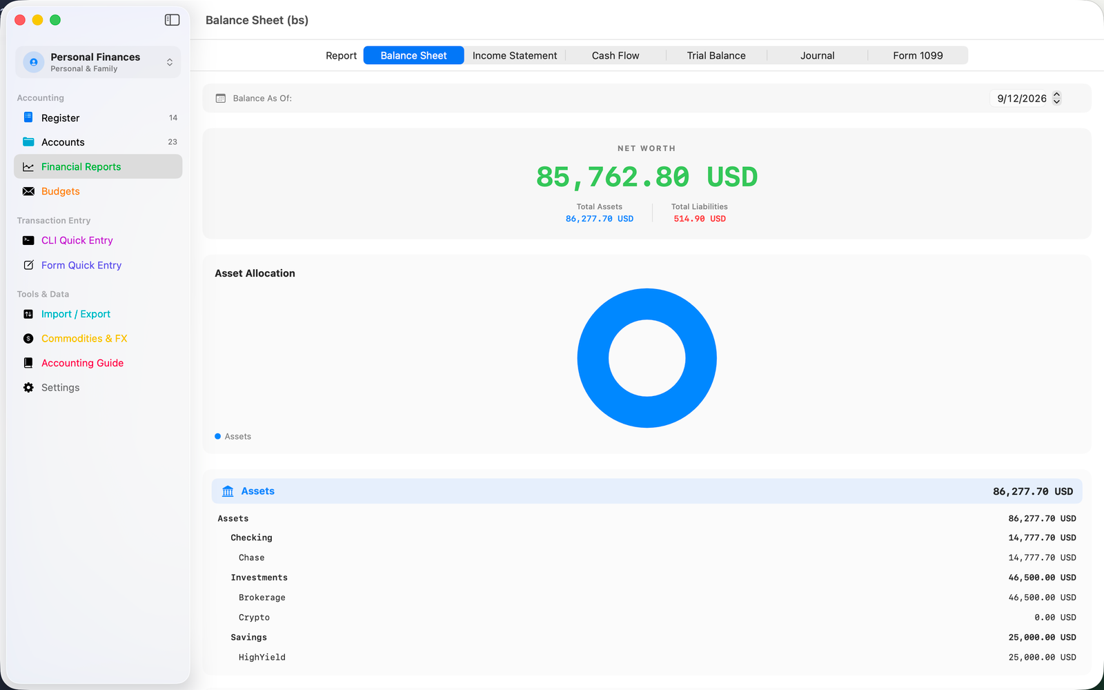 Financial reports on macOS